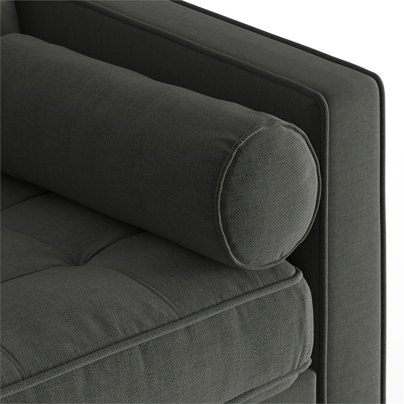 Pemberly Row Modern Fabric Reversible Sectional in Charcoal Finish