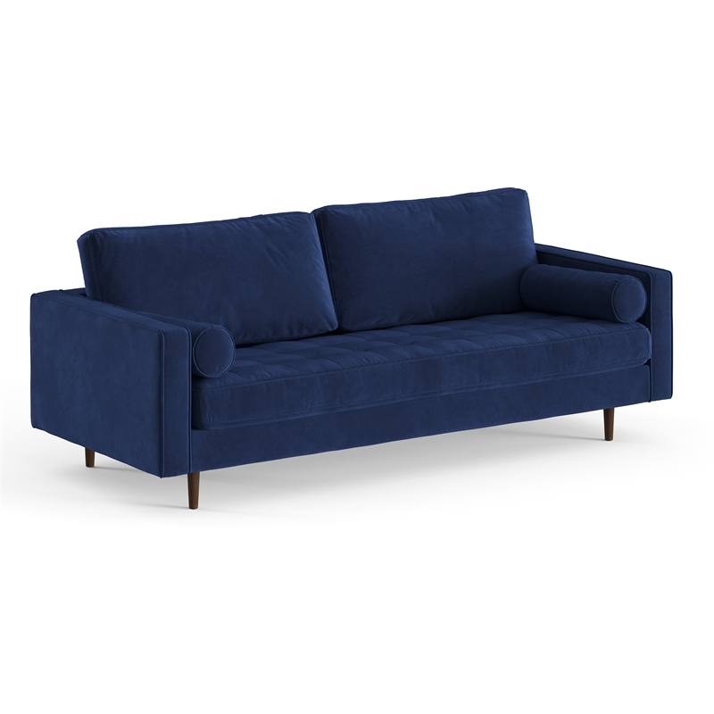 Pemberly Row Modern / Contemporary Velvet Sofa in Sapphire Finish