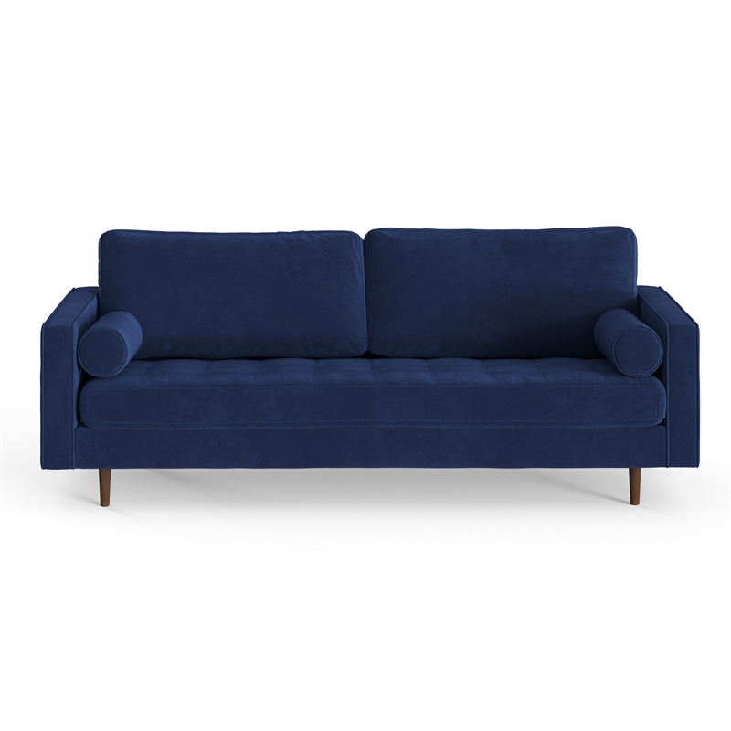 Pemberly Row Modern / Contemporary Velvet Sofa in Sapphire Finish