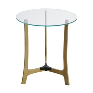 Pemberly Row Modern / Contemporary Glass Side Table in Gold Finish