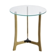 Pemberly Row Modern / Contemporary Glass Side Table in Gold Finish