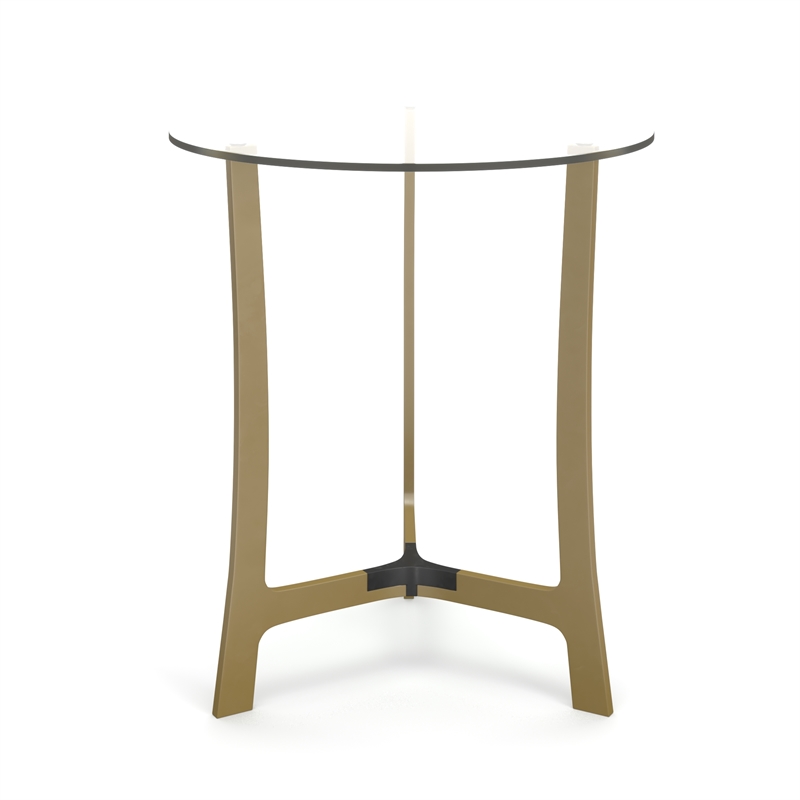 Pemberly Row Modern / Contemporary Glass Side Table in Gold Finish