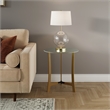 Pemberly Row Modern / Contemporary Glass Side Table in Gold Finish