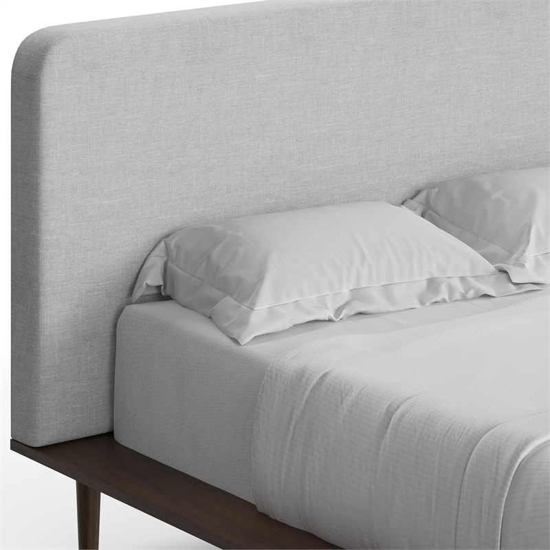 Pemberly Row Modern / Contemporary Fabric Queen Size Bed in Walnut