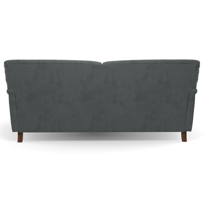 Pemberly Row Mid-Century Contemporary Velvet Sofa in Gray Finish