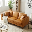 Pemberly Row Modern / Contemporary Faux Leather Sofa in Tan Finish