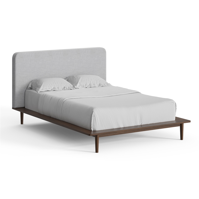 Pemberly Row Mid-Century Contemporary Full Size Bed in Walnut