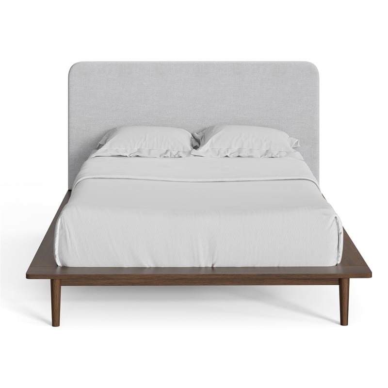 Pemberly Row Mid-Century Contemporary Full Size Bed in Walnut