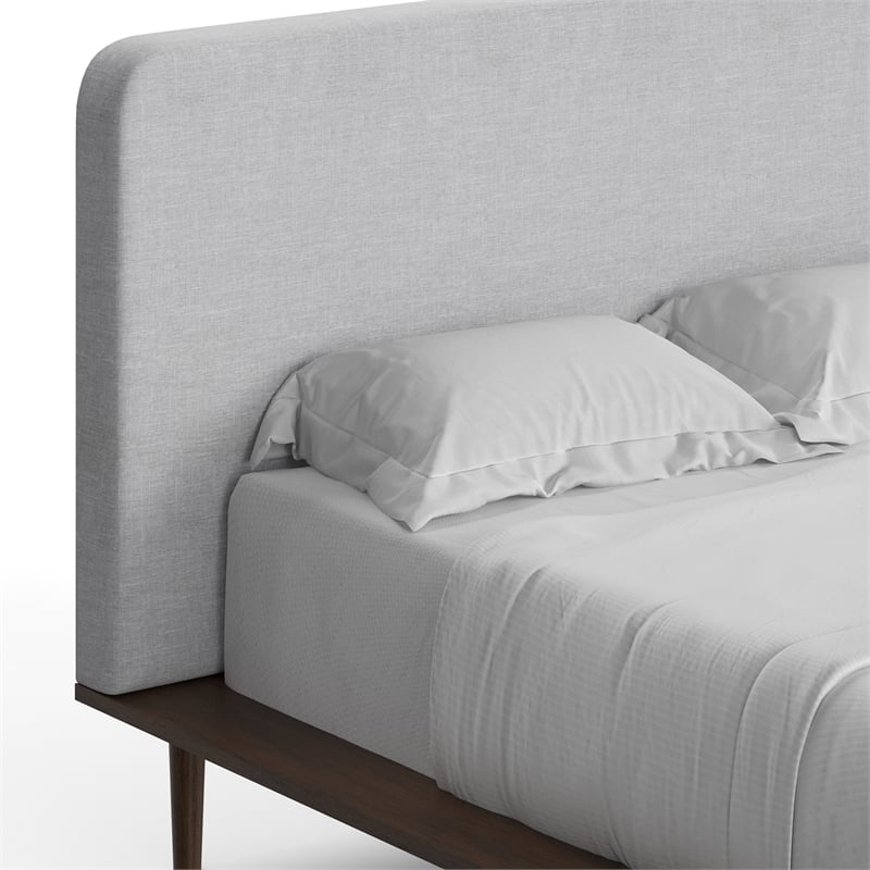 Pemberly Row Mid-Century Contemporary Full Size Bed in Walnut