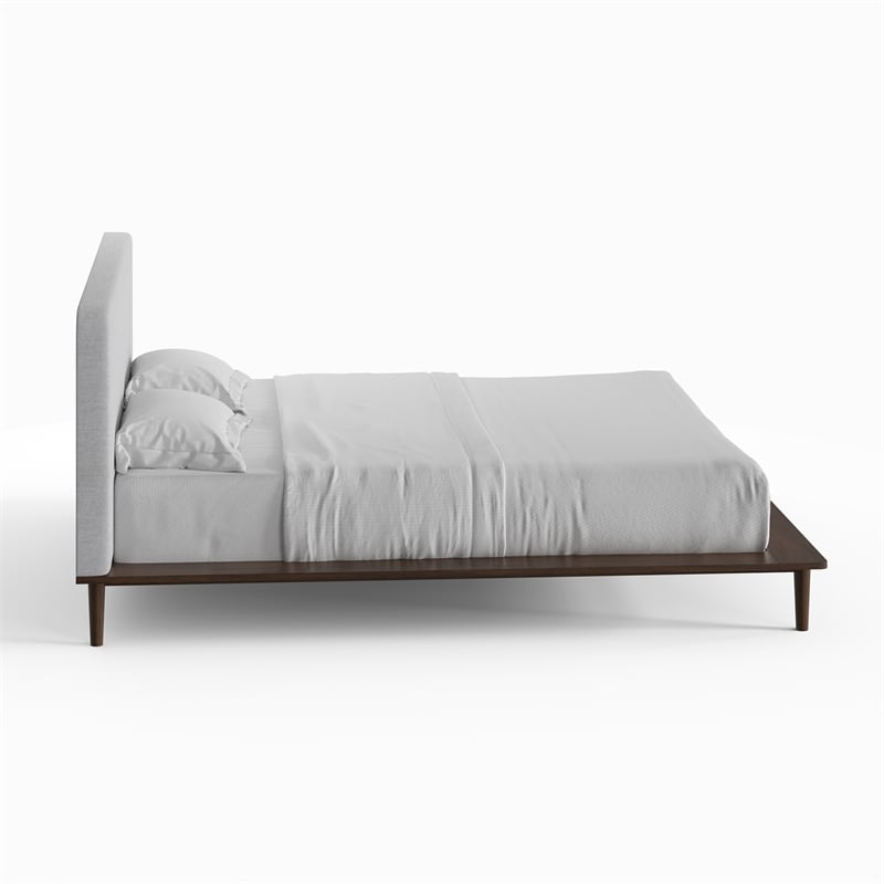 Pemberly Row Mid-Century Contemporary King Size Bed in Walnut