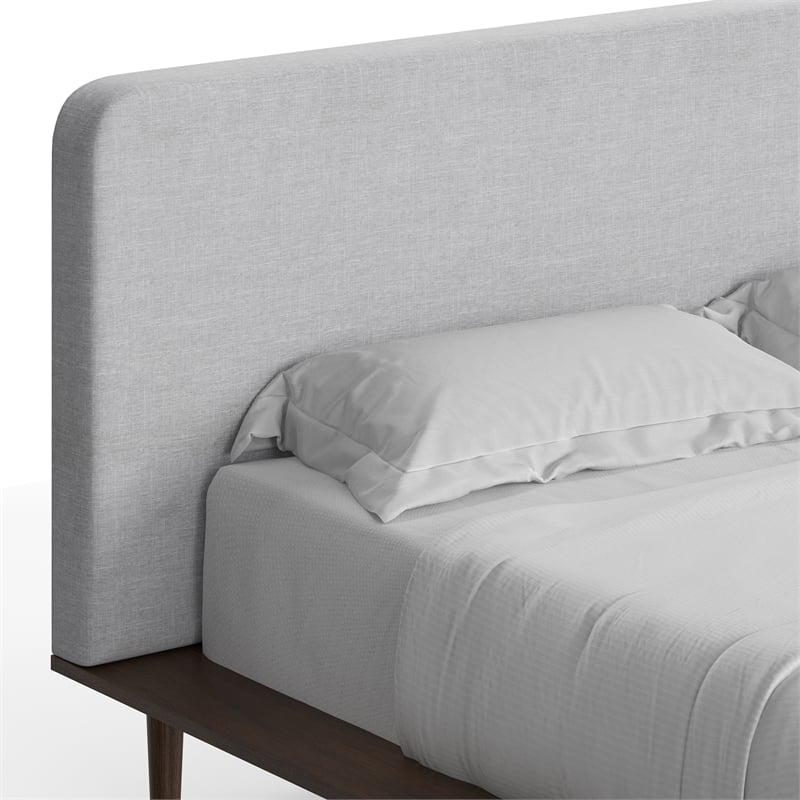 Pemberly Row Mid-Century Contemporary King Size Bed in Walnut