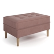 Pemberly Row Contemporary Velvet Rectangular Ottoman in Blush