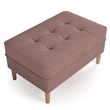 Pemberly Row Contemporary Velvet Rectangular Ottoman in Blush