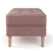 Pemberly Row Contemporary Velvet Rectangular Ottoman in Blush