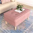 Pemberly Row Contemporary Velvet Rectangular Ottoman in Blush