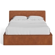 Pemberly Row Contemporary Queen Size Upholstered Bed in Brown