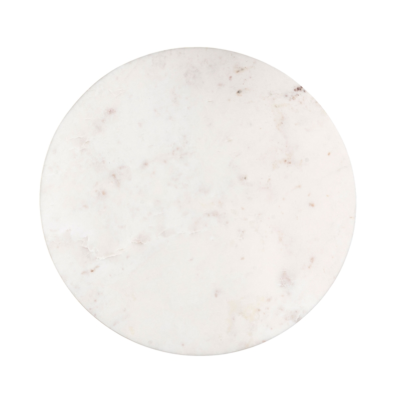 Pemberly Row Contemporary Genuine Marble Side Table in Walnut