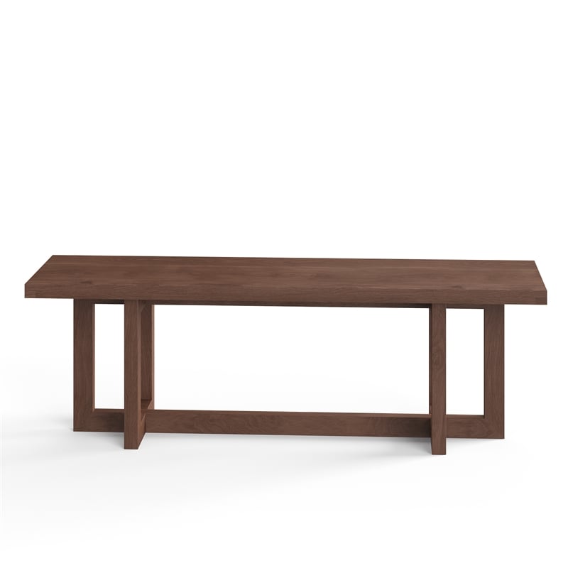 Pemberly Row Contemporary Rectanglular Dining Bench in Walnut