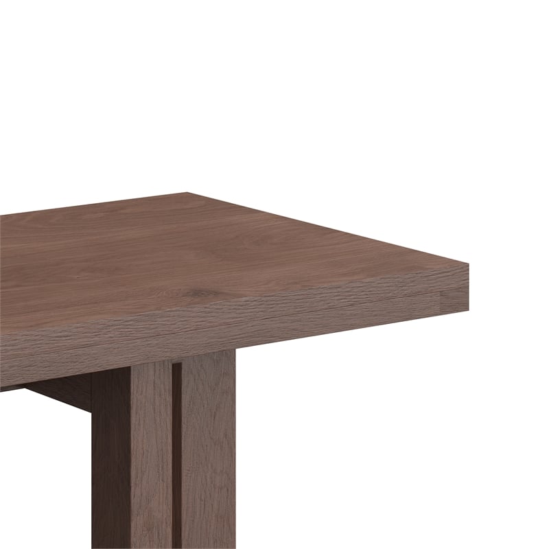 Pemberly Row Contemporary Rectanglular Dining Bench in Walnut