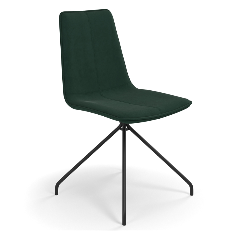 Pemberly Row Contemporary Velvet Swivel Side Chair in Emerald