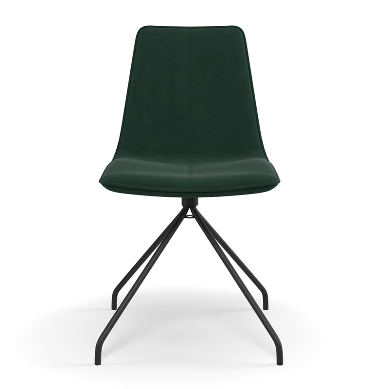 Pemberly Row Contemporary Velvet Swivel Side Chair in Emerald
