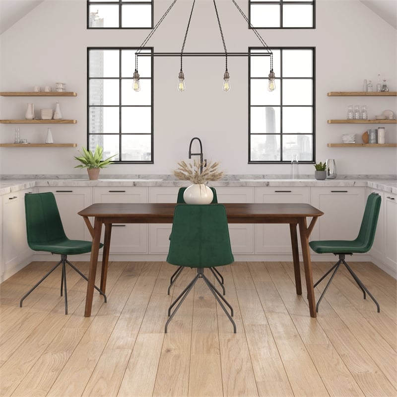 Pemberly Row Contemporary Velvet Swivel Side Chair in Emerald