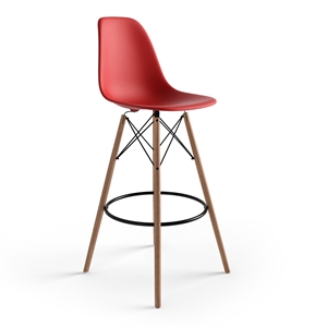 Pemberly Row Contemporary Bar Height Stools (Set of 2) in Red