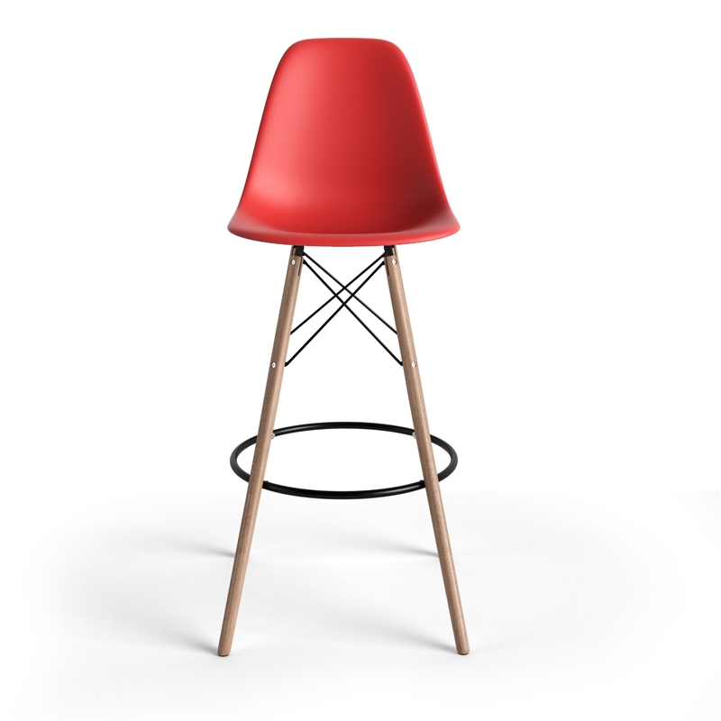Pemberly Row Contemporary Bar Height Stools (Set of 2) in Red