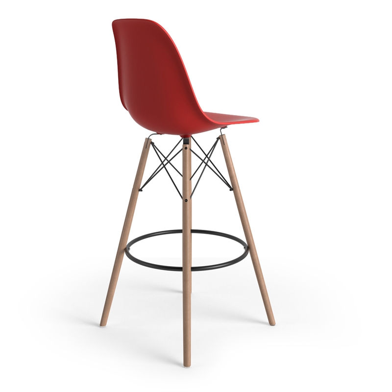Pemberly Row Contemporary Bar Height Stools (Set of 2) in Red