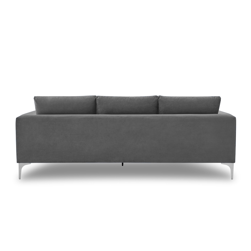Pemberly Row Contemporary Velvet Reversible Sectional in Gray