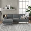 Pemberly Row Contemporary Velvet Reversible Sectional in Gray