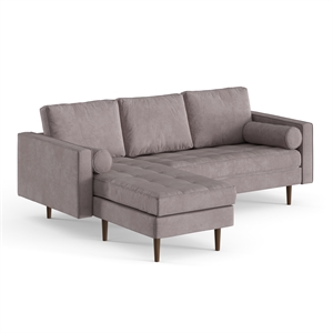 Pemberly Row Contemporary Velvet Reversible Sectional in Gray