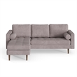 Pemberly Row Contemporary Velvet Reversible Sectional in Gray