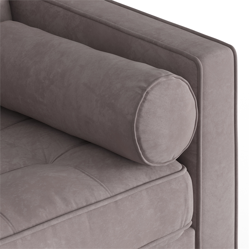 Pemberly Row Contemporary Velvet Reversible Sectional in Gray