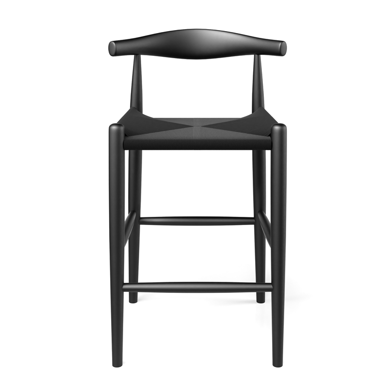 Pemberly Row Contemporary Papercord Bar Height Stool in Black