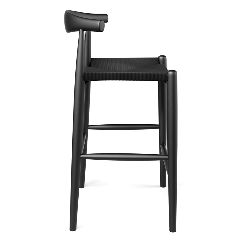 Pemberly Row Contemporary Papercord Bar Height Stool in Black