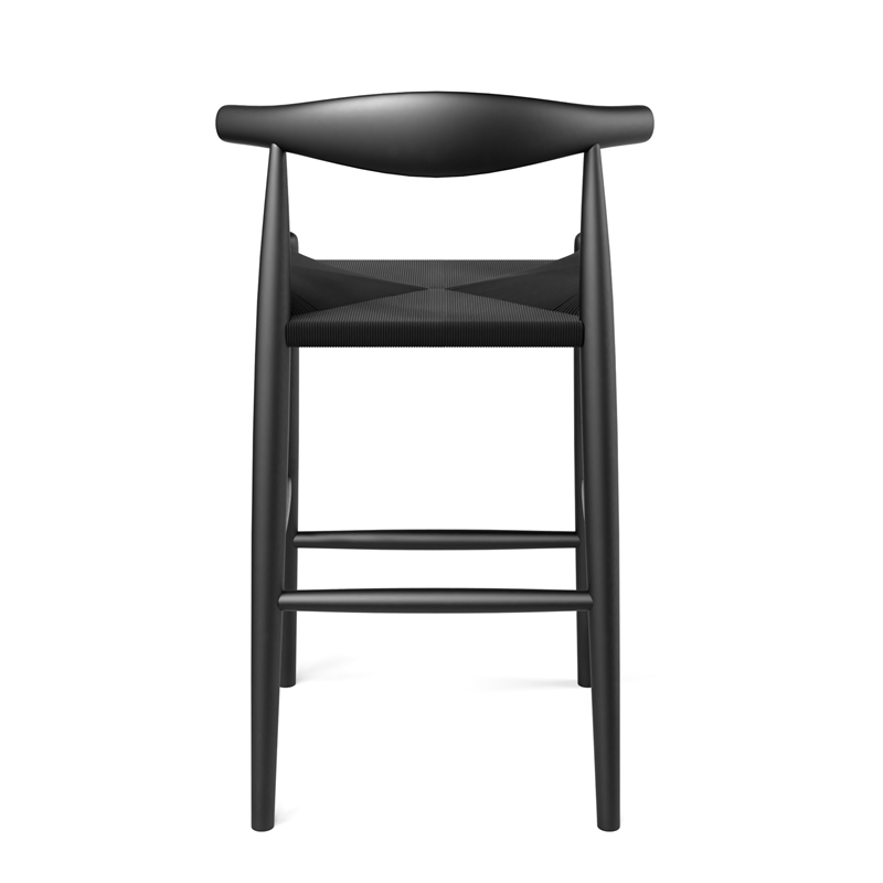 Pemberly Row Contemporary Papercord Bar Height Stool in Black