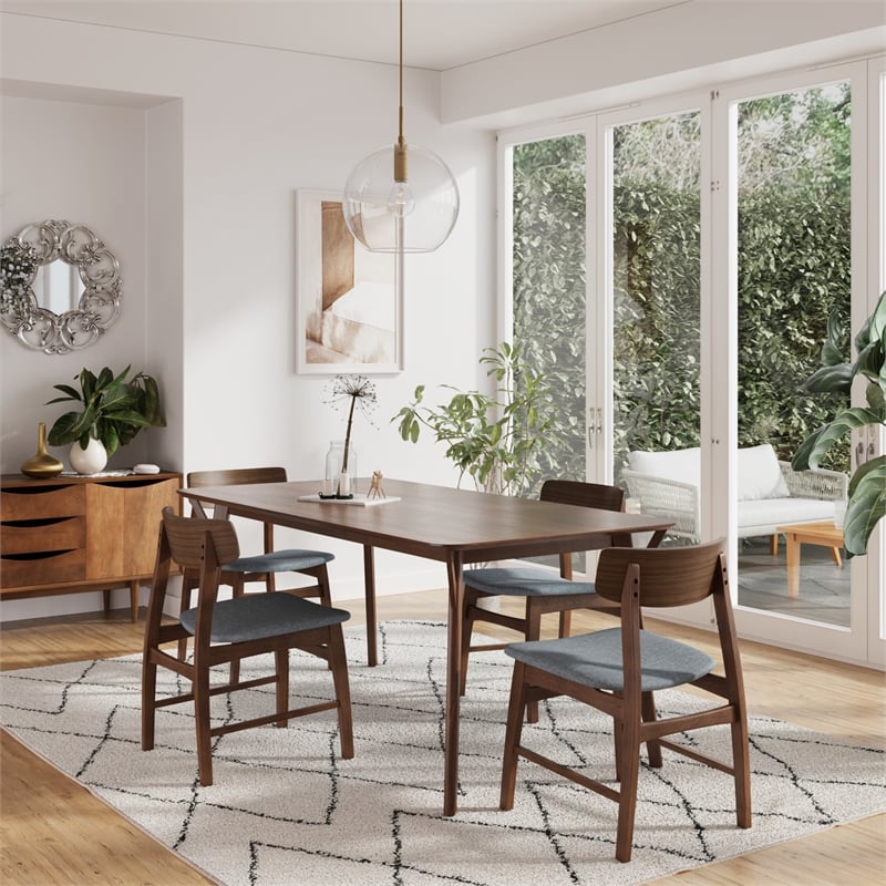 Pemberly Row Modern Solid Wood Side Chairs (Set of 2) in Gray