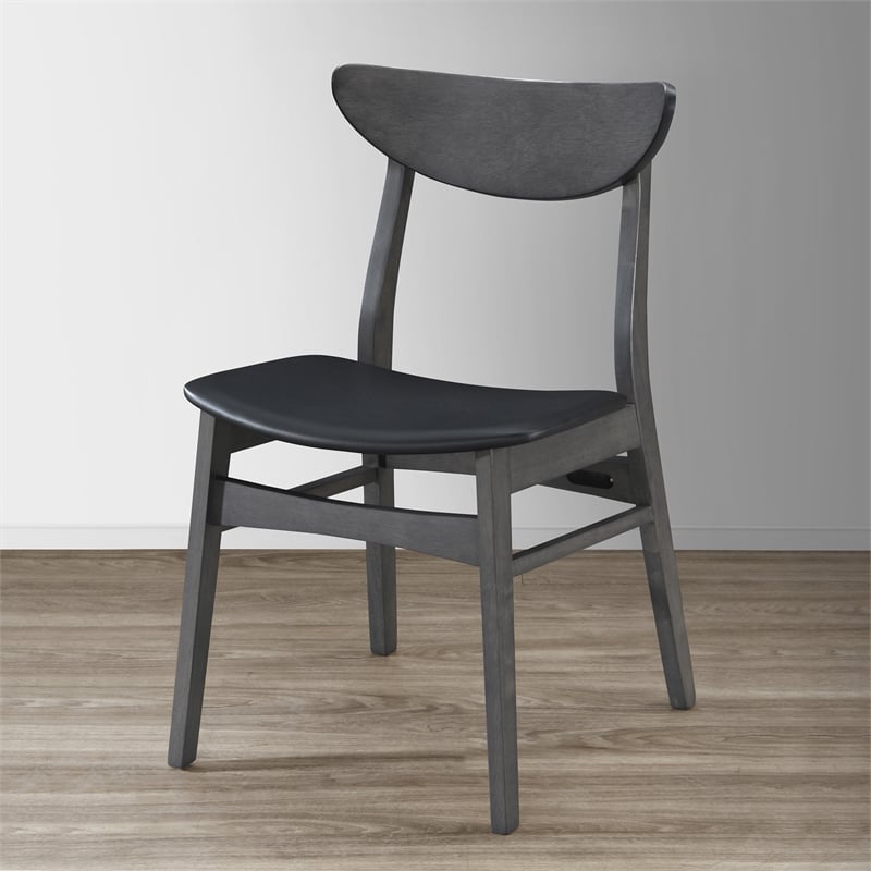 Pemberly Row Modern Solid Wood Side Chairs (Set of 4) in Gray