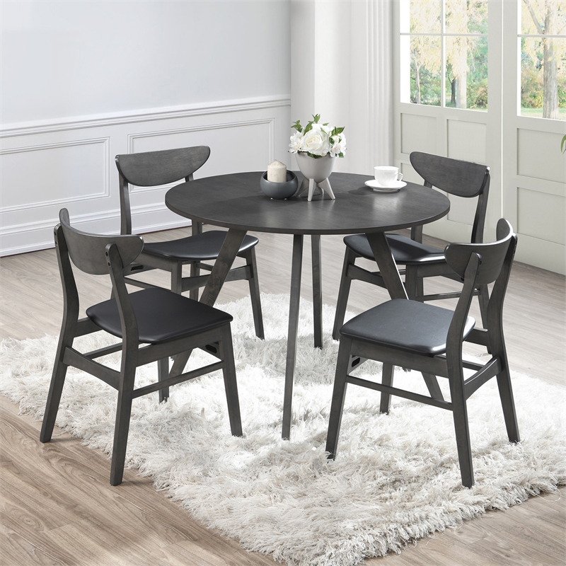 Pemberly Row Modern Solid Wood Side Chairs (Set of 4) in Gray
