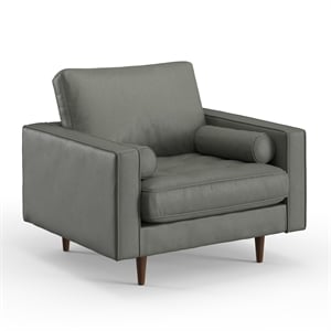Pemberly Row Modern Upholstered Vegan Leather Arm Chair in Slate