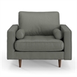 Pemberly Row Modern Upholstered Vegan Leather Arm Chair in Slate