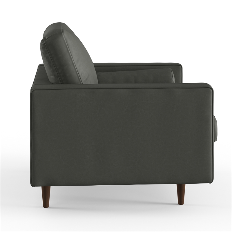 Pemberly Row Modern Upholstered Vegan Leather Arm Chair in Slate