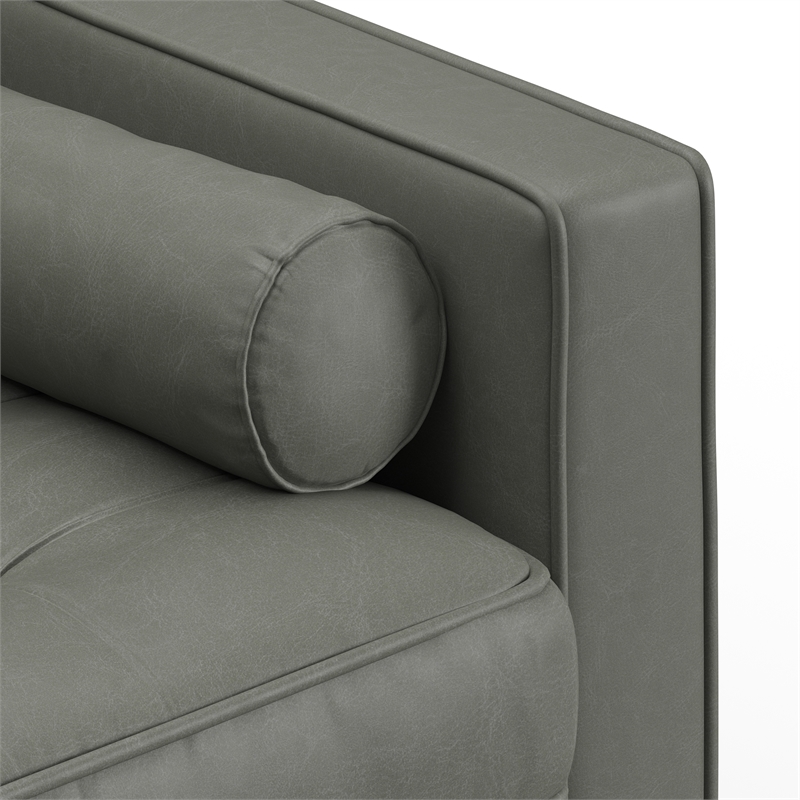 Pemberly Row Modern Upholstered Vegan Leather Arm Chair in Slate