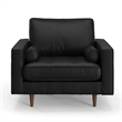 Pemberly Row Modern Upholstered Vegan Leather Arm Chair in Black