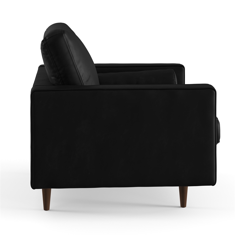 Pemberly Row Modern Upholstered Vegan Leather Arm Chair in Black
