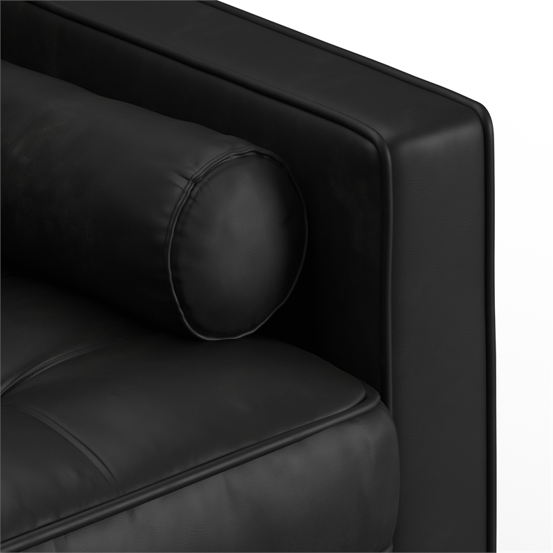 Pemberly Row Modern Upholstered Vegan Leather Arm Chair in Black
