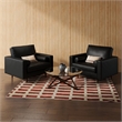 Pemberly Row Modern Upholstered Vegan Leather Arm Chair in Black