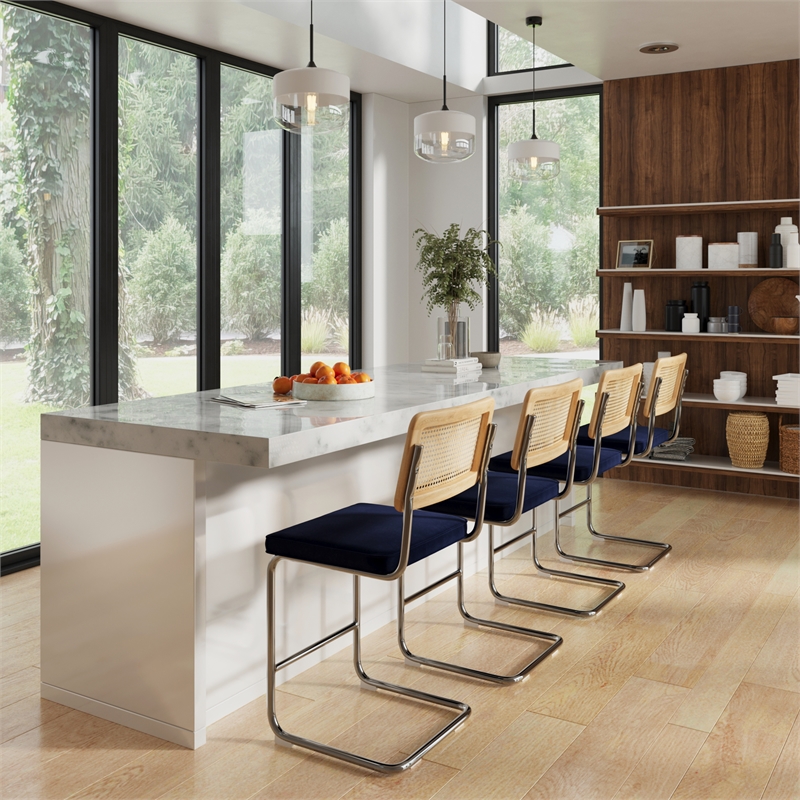 Pemberly Row Modern Counter Height Stools (Set of 2) in Sapphire