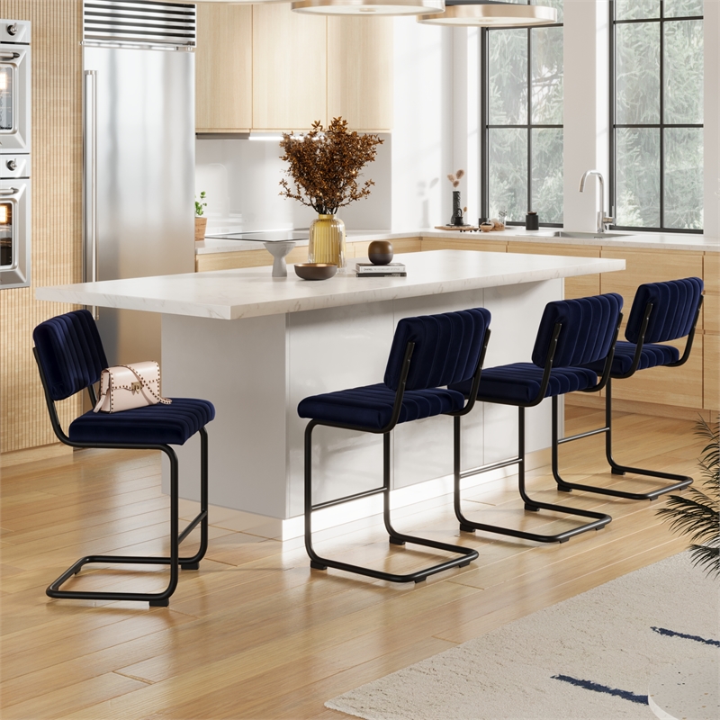Pemberly Row Modern Counter Height Stools (Set of 2) in Sapphire